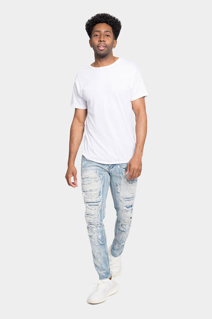 Distressed Patched Super Skinny Jeans