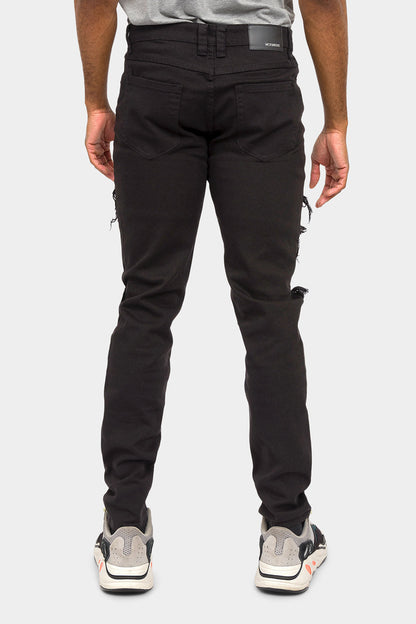 Distressed Solid Color Slim Fit Jeans
