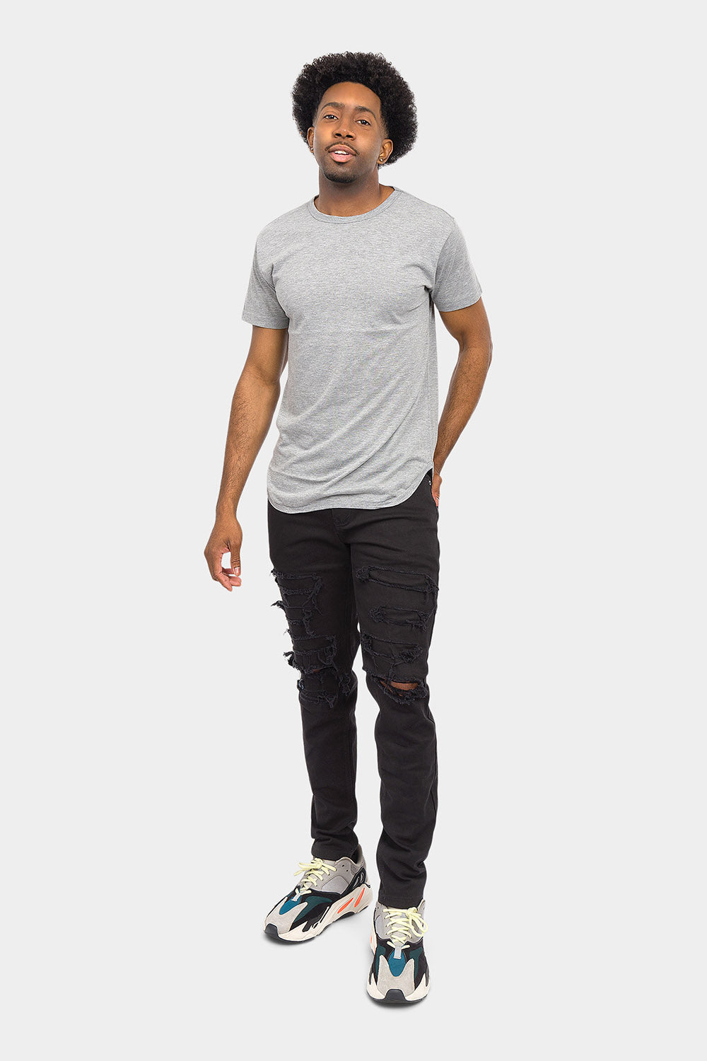 Distressed Solid Color Slim Fit Jeans