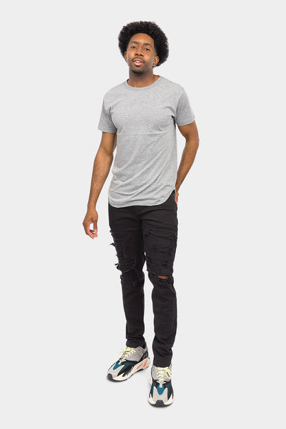 Distressed Solid Color Slim Fit Jeans