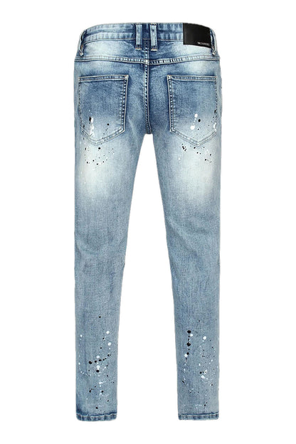 Paint Splatter Rhinestone Denim Jeans