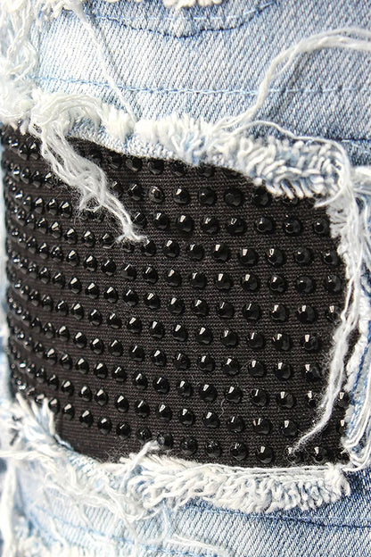 Paint Splatter Rhinestone Denim Jeans