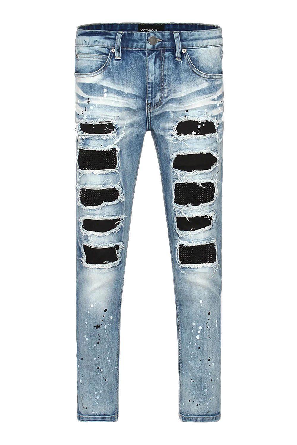 Paint Splatter Rhinestone Denim Jeans