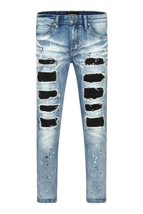Paint Splatter Rhinestone Denim Jeans