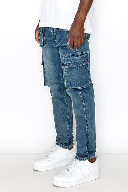 Utility Cargo Multi Pockets Denim Jeans