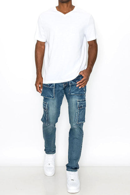 Utility Cargo Multi Pockets Denim Jeans