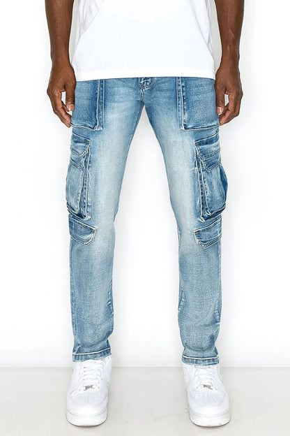 Utility Cargo Relaxed Slim Fit Denim Jeans