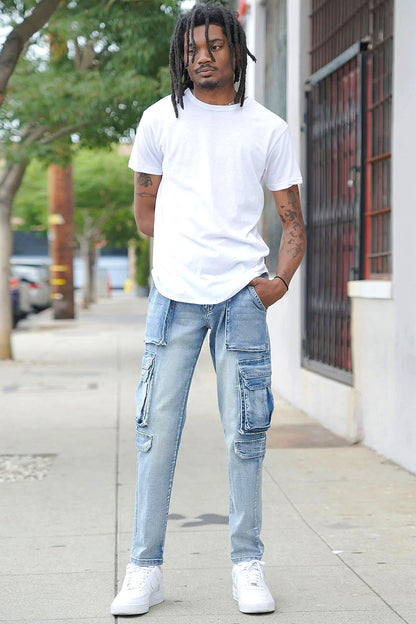 Utility Cargo Relaxed Slim Fit Denim Jeans