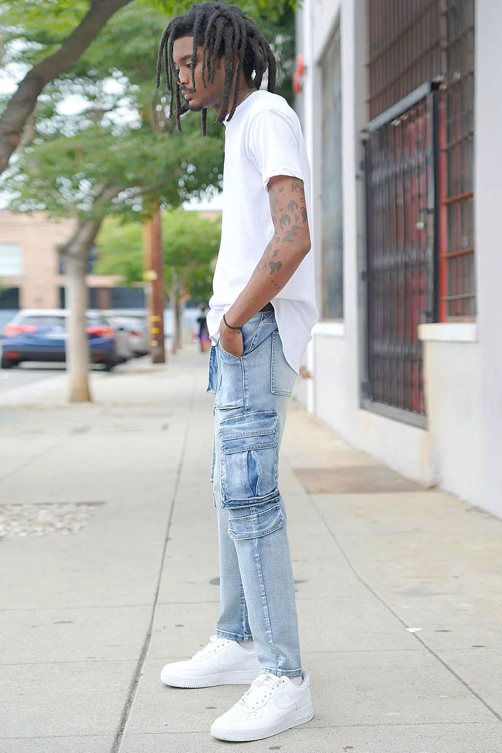 Utility Cargo Relaxed Slim Fit Denim Jeans