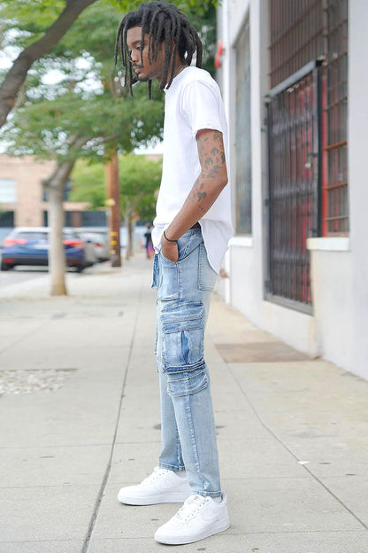 Utility Cargo Relaxed Slim Fit Denim Jeans