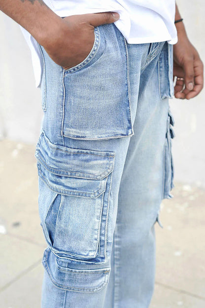 Utility Cargo Relaxed Slim Fit Denim Jeans