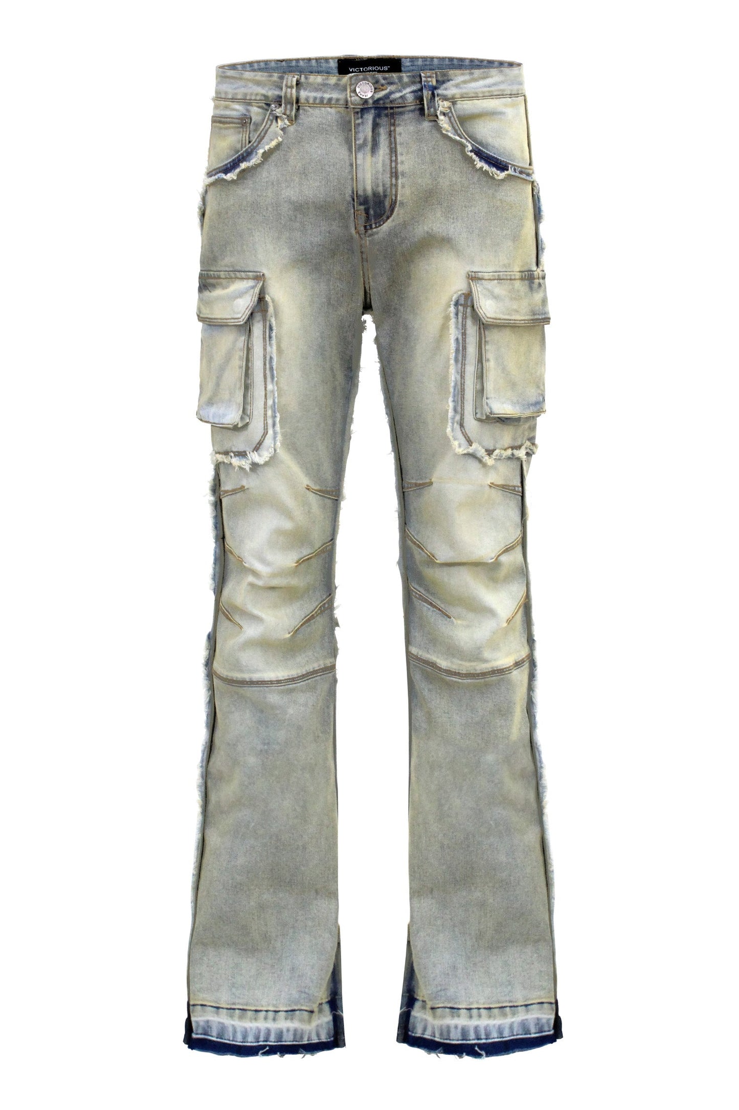 Men's Bootcut Raw Edge Double Cargo Denim Jeans