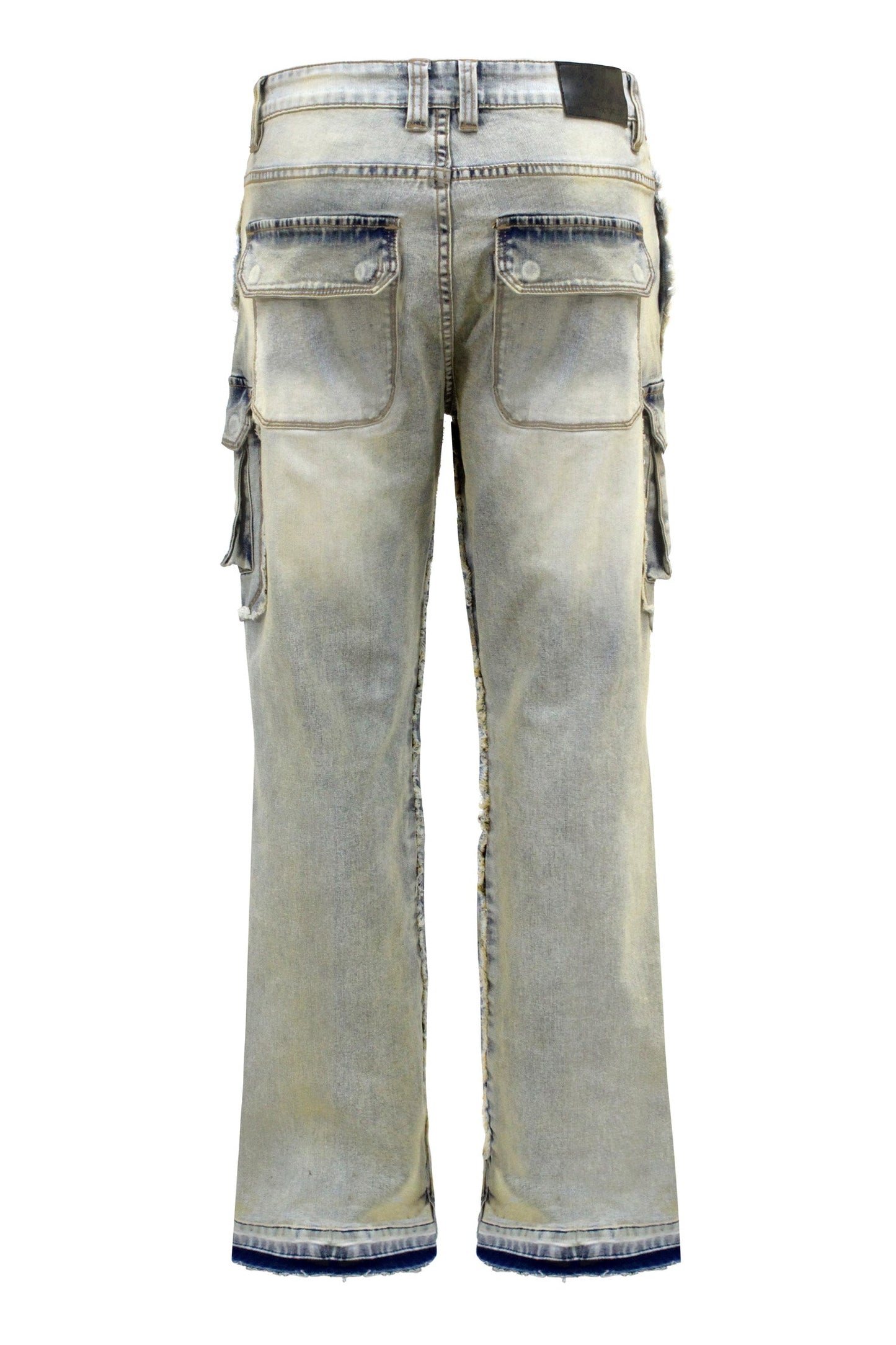 Men's Bootcut Raw Edge Double Cargo Denim Jeans