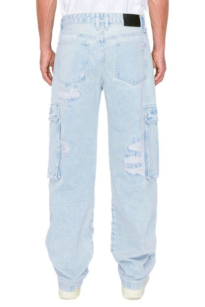 Men's Baggy Fit Cargo Denim Jeans