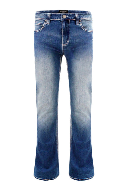 Men's Bootcut Cross Embroidery Denim Jeans