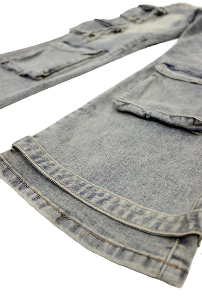 Men's Baggy Fit Multi Pocket Cargo Denim Jeans