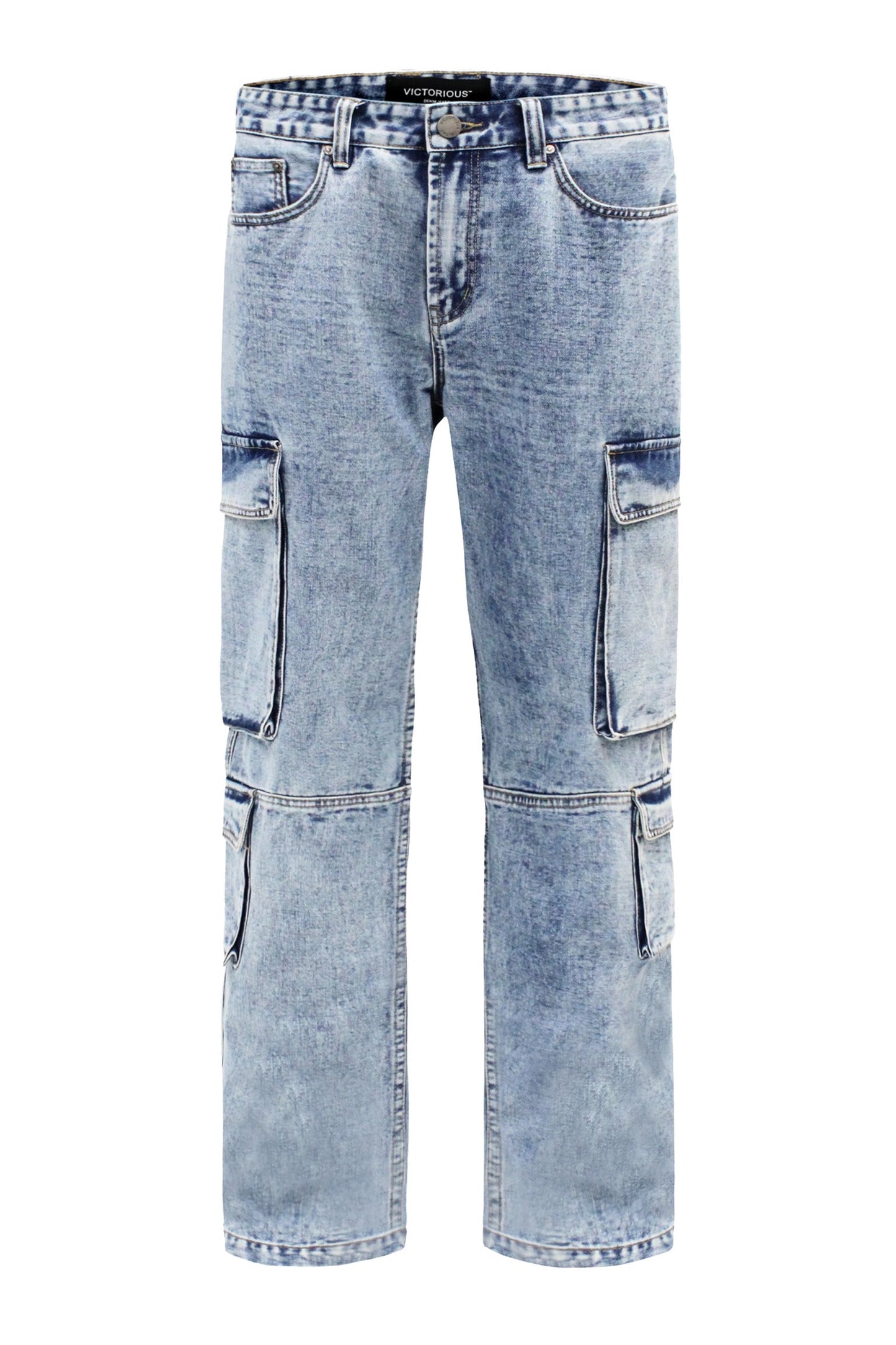 Men's Baggy Fit Multi Cargo Pocket Jeans
