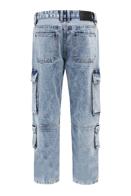 Men's Baggy Fit Multi Cargo Pocket Jeans