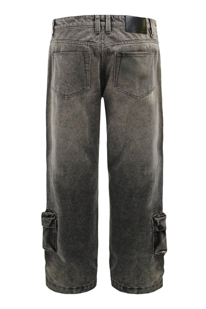 Men's Baggy Fit Faded Wash Cargo Jeans