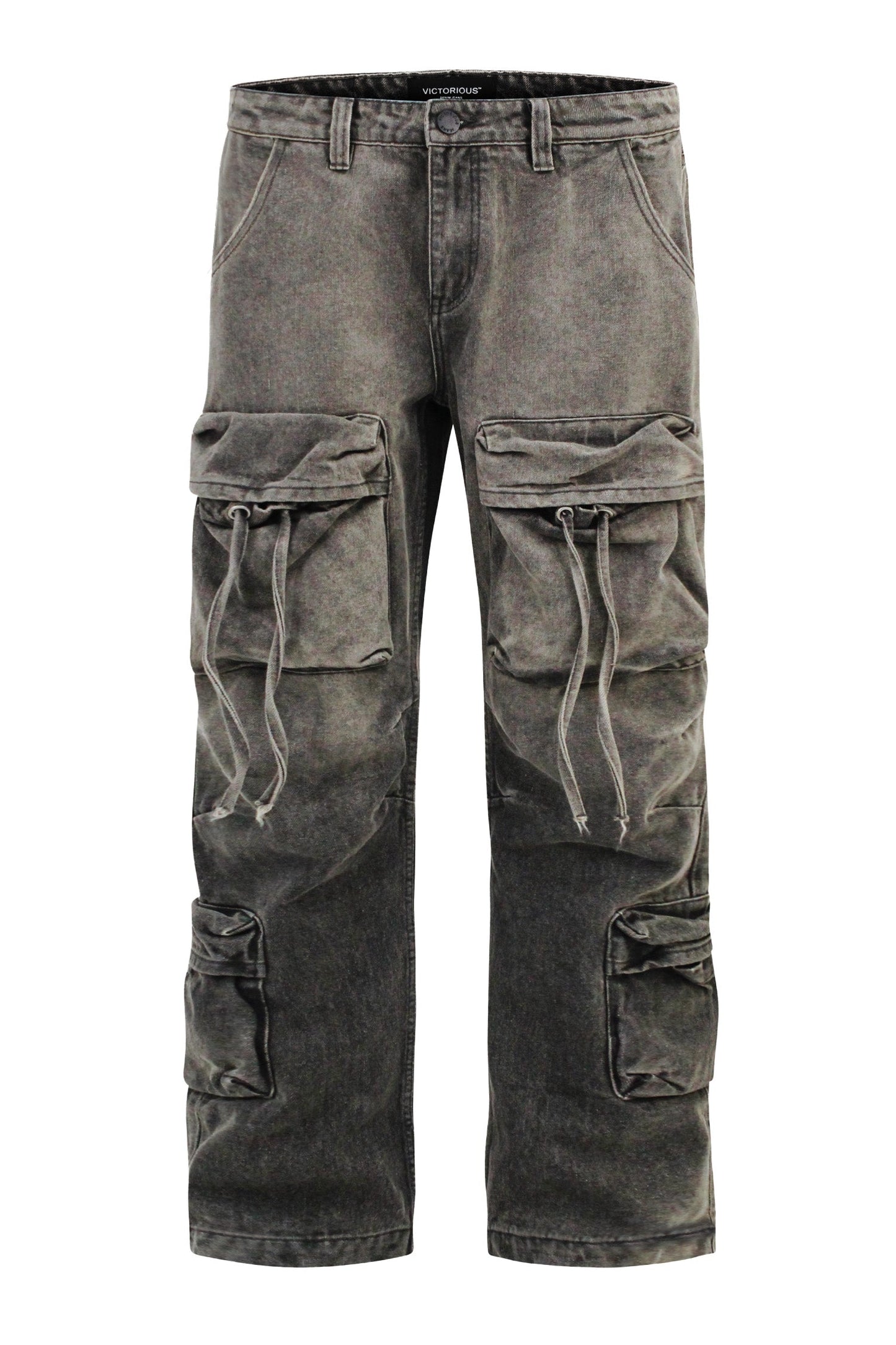 Men's Baggy Fit Faded Wash Cargo Jeans