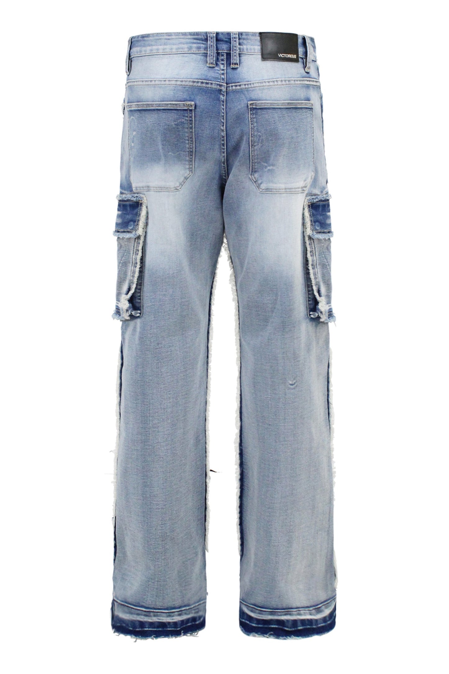 Men's Loose Fit Raw Edge Cargo Jeans