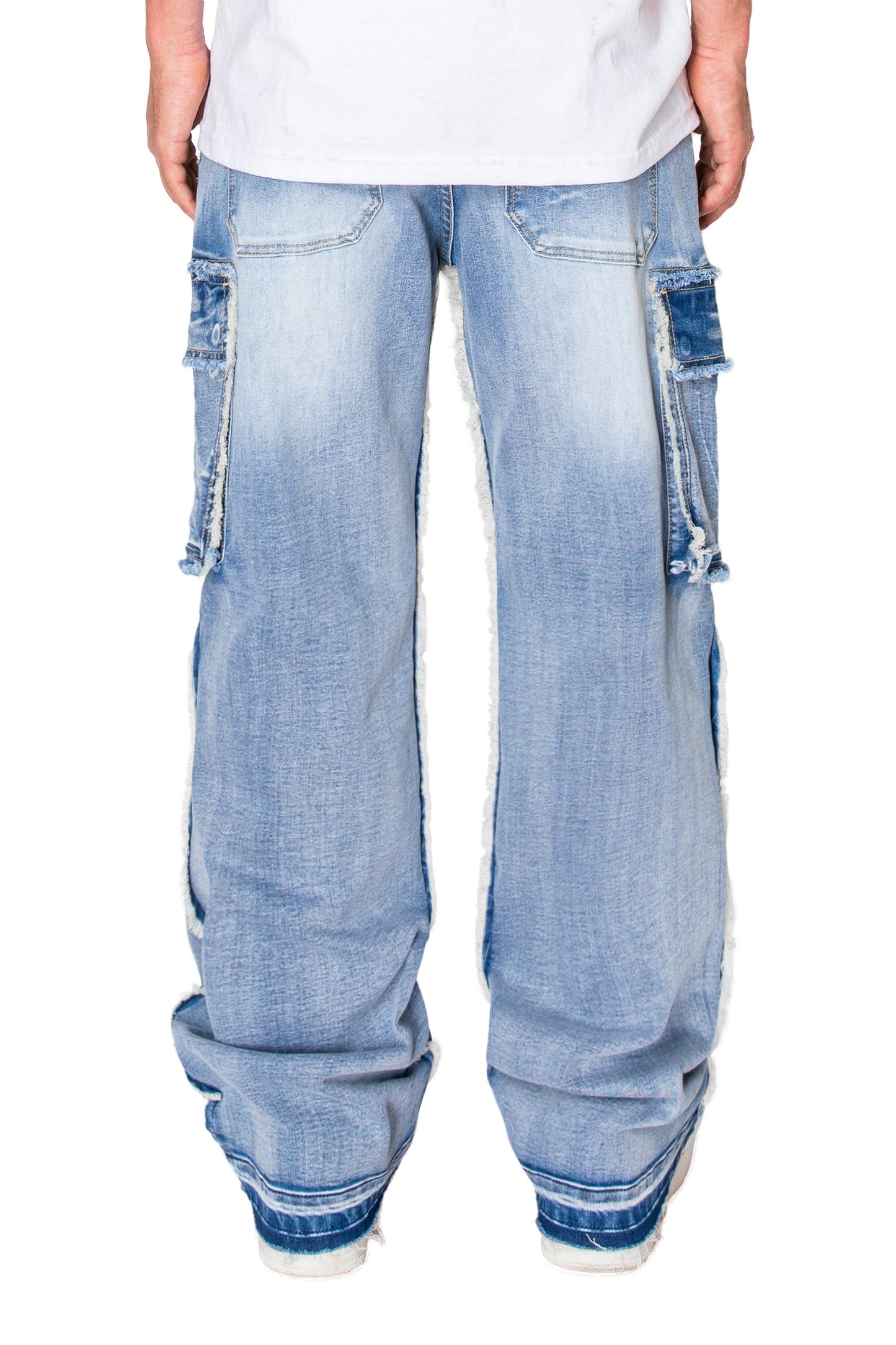 Men's Loose Fit Raw Edge Cargo Jeans