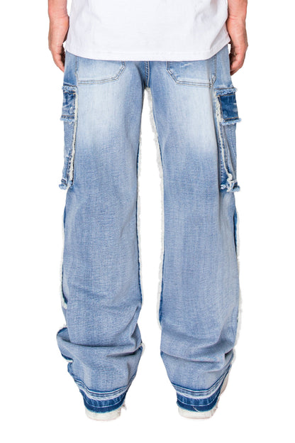 Men's Loose Fit Raw Edge Cargo Jeans
