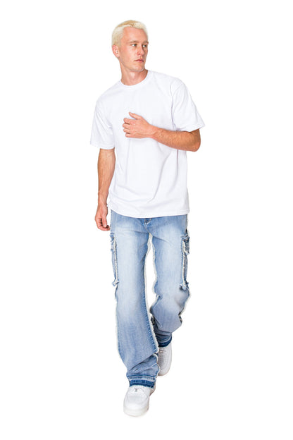 Men's Loose Fit Raw Edge Cargo Jeans