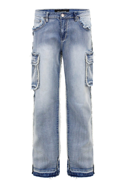 Men's Loose Fit Raw Edge Cargo Jeans