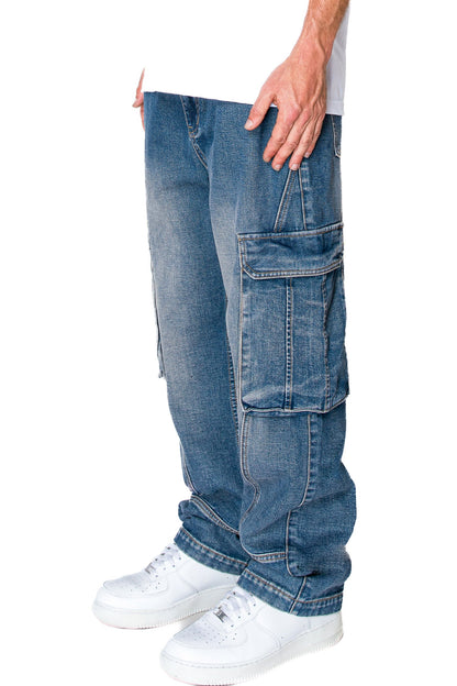 Men's Baggy Fit Cargo Denim Jeans