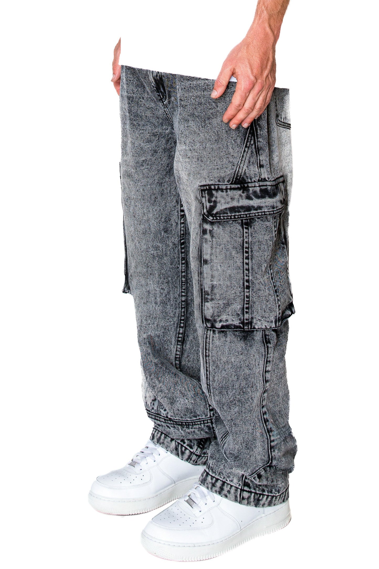 Men's Baggy Fit Cargo Denim Jeans