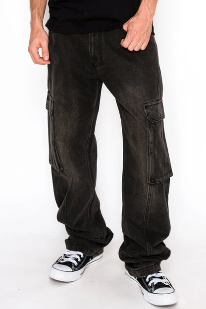 Men's Baggy Fit Cargo Denim Jeans