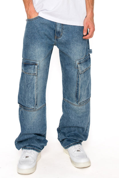 Baggy Fit Cargo Denim Jeans