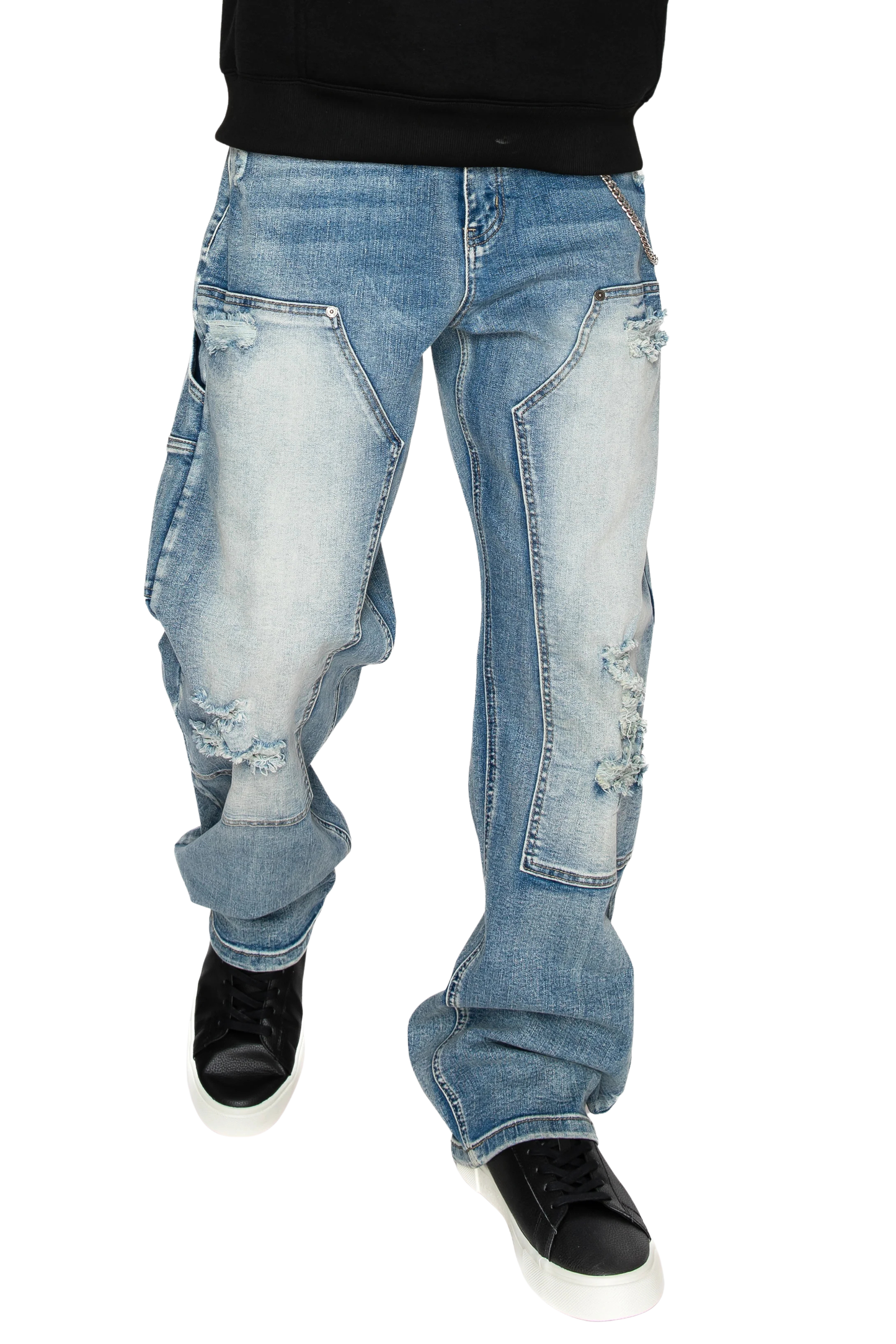 Baggy Fit Distressed Carpenter Denim Jeans