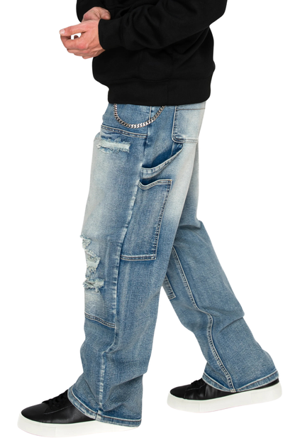 Baggy Fit Distressed Carpenter Denim Jeans