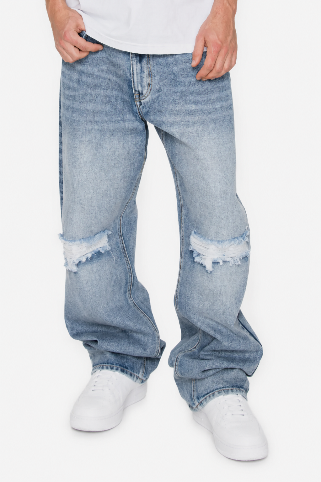 Baggy Fit Distressed Denim Jeans