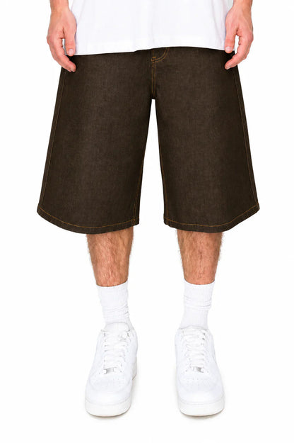 Men's Baggy Fit Raw Denim Shorts