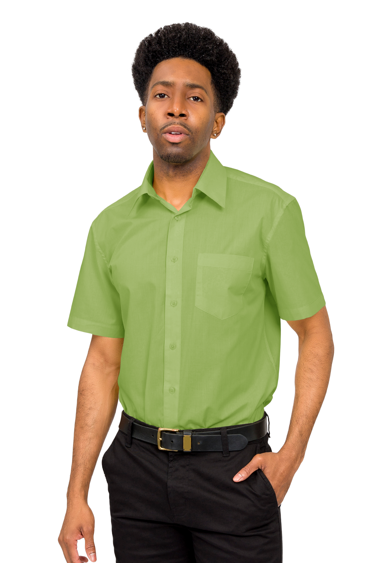 Men's Regular Fit Short Sleeve Solid Color Dress Shirts