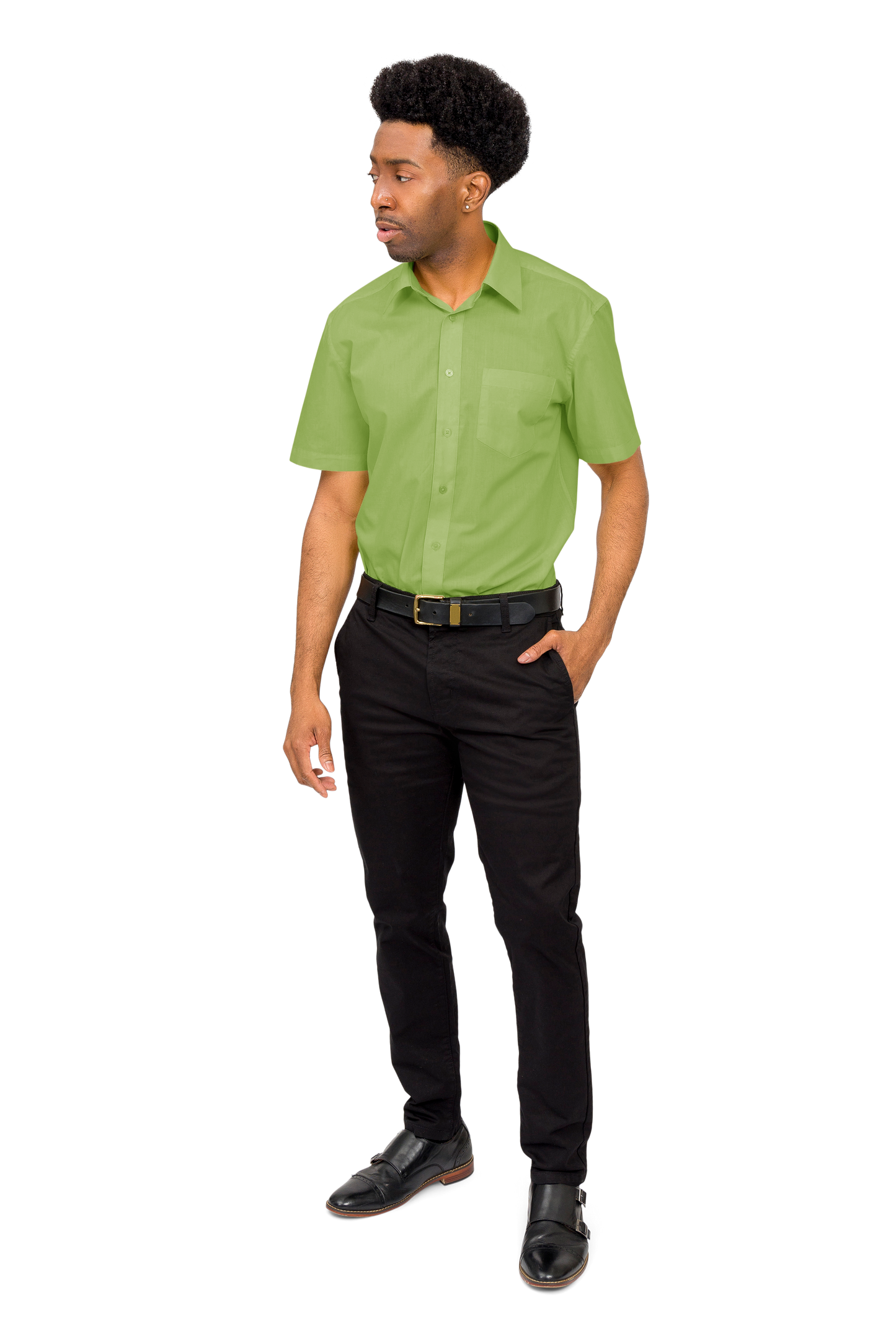 Men's Regular Fit Short Sleeve Solid Color Dress Shirts