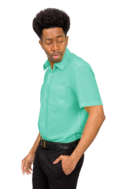Men's Regular Fit Short Sleeve Solid Color Dress Shirts