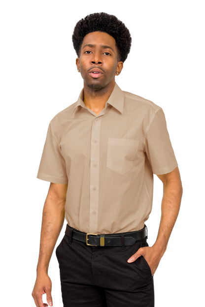 Men's Regular Fit Short Sleeve Solid Color Dress Shirts