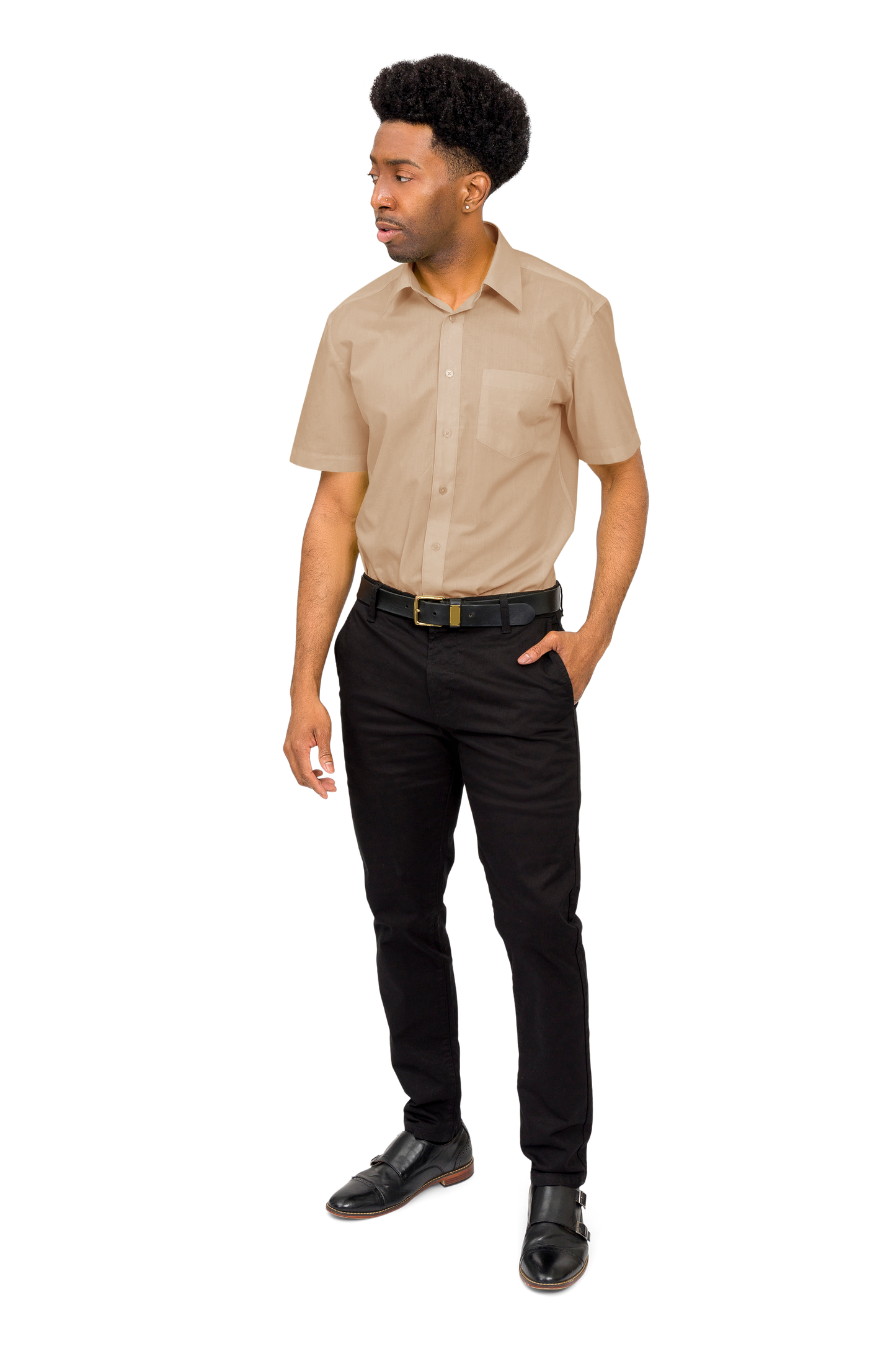 Men's Regular Fit Short Sleeve Solid Color Dress Shirts