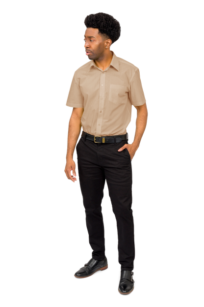 Men's Regular Fit Short Sleeve Solid Color Dress Shirts