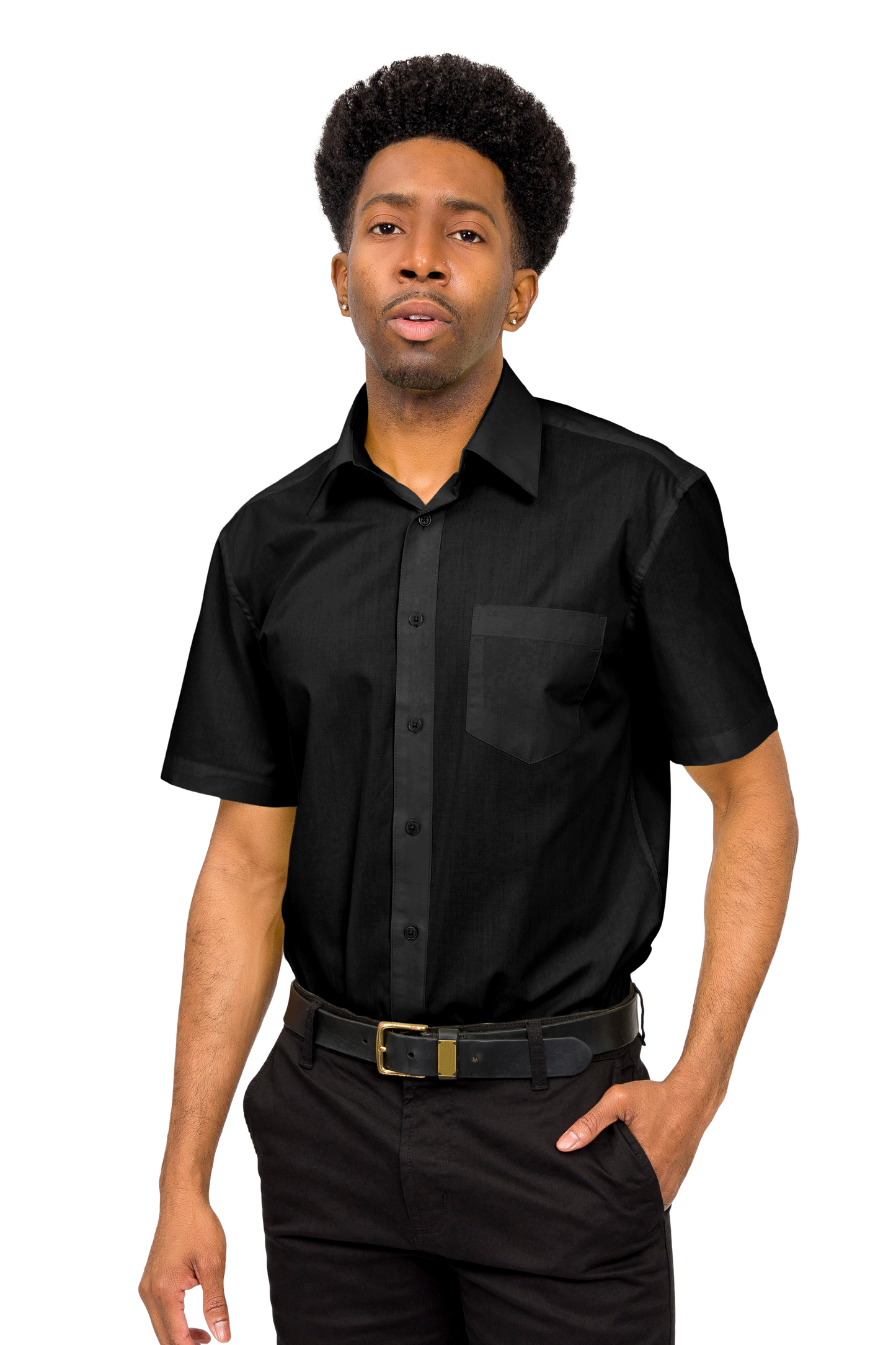 Men's Regular Fit Short Sleeve Solid Color Dress Shirts