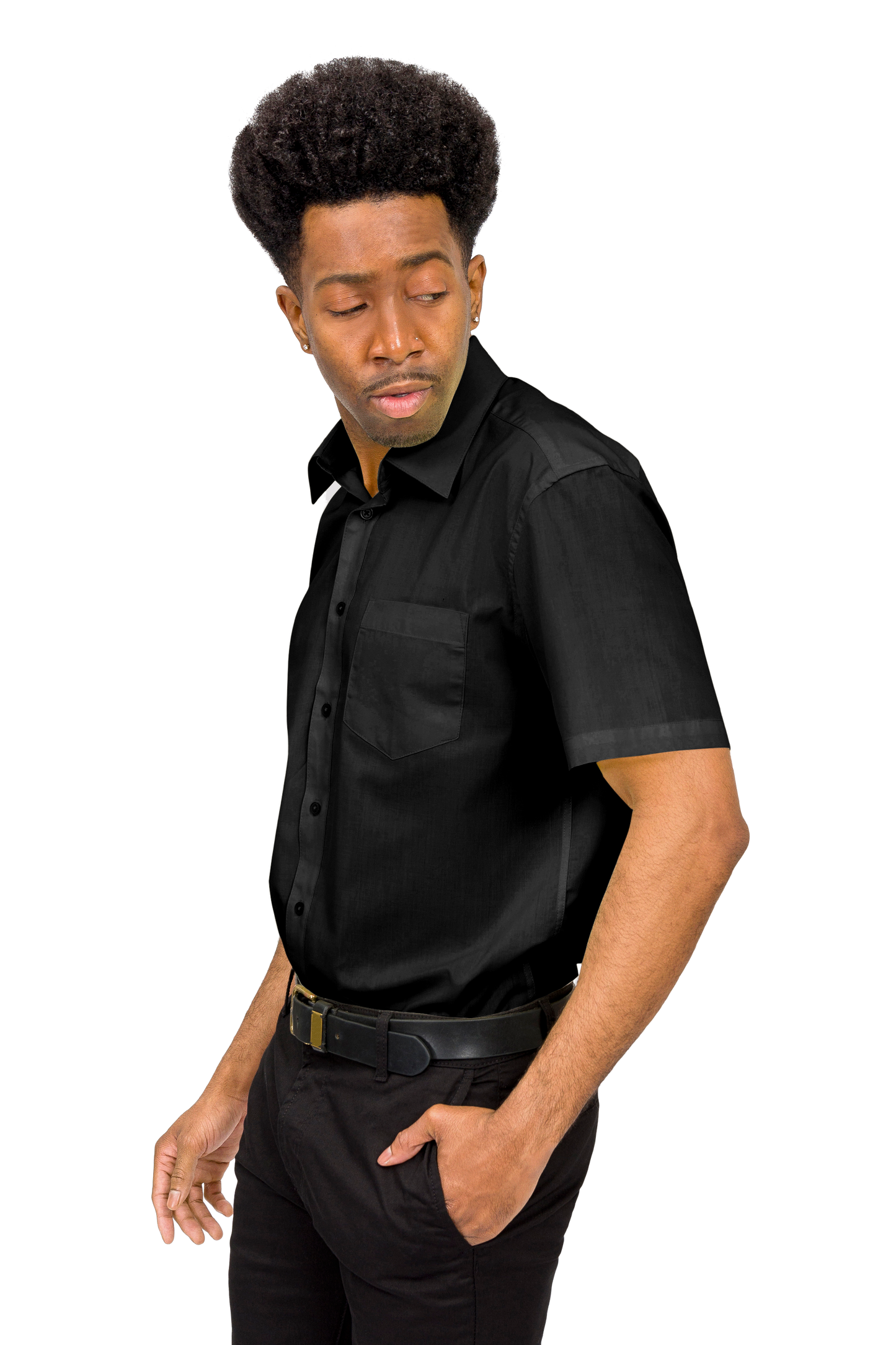 Men's Regular Fit Short Sleeve Solid Color Dress Shirts