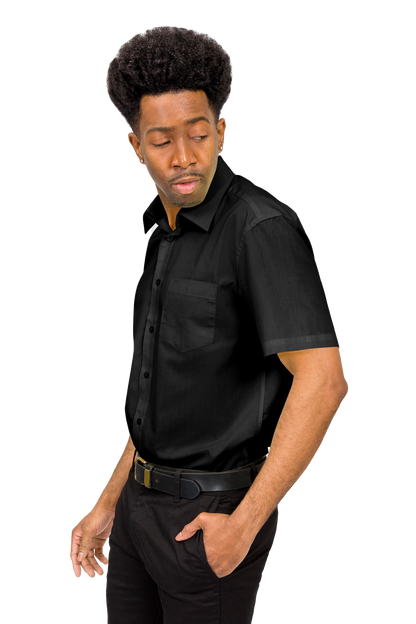 Men's Regular Fit Short Sleeve Solid Color Dress Shirts