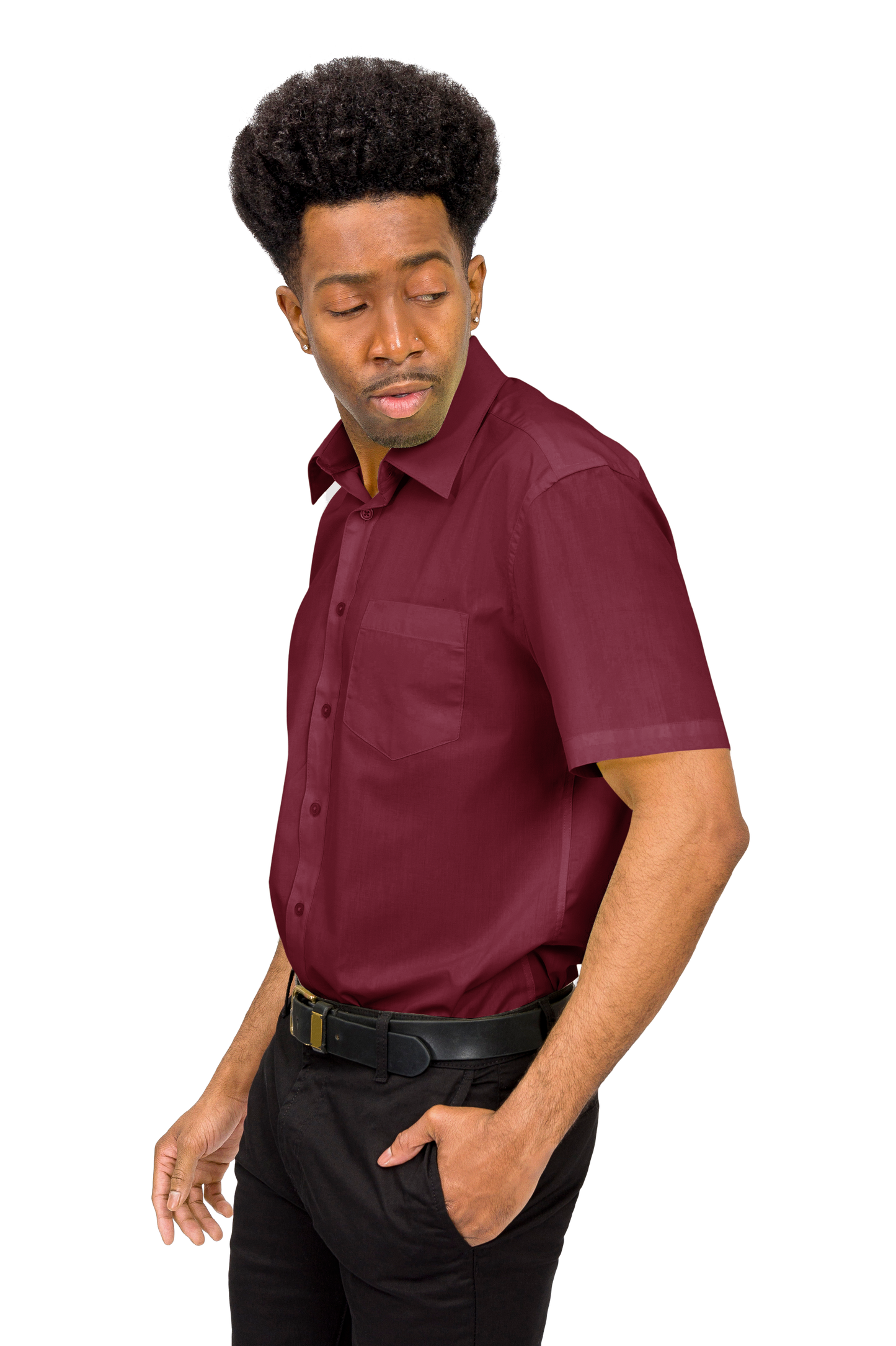 Men's Regular Fit Short Sleeve Solid Color Dress Shirts