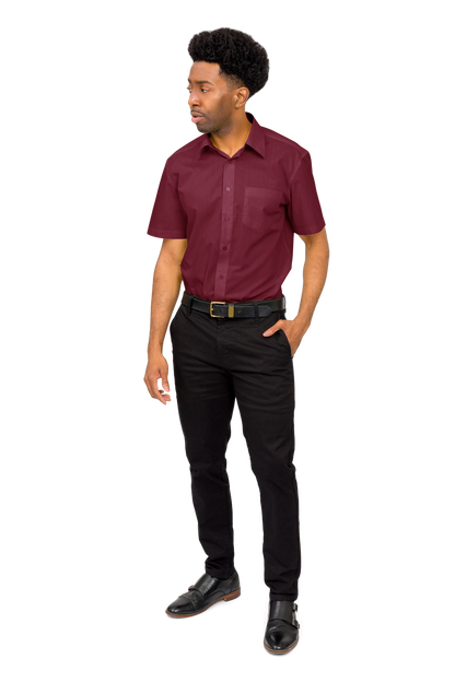 Men's Regular Fit Short Sleeve Solid Color Dress Shirts