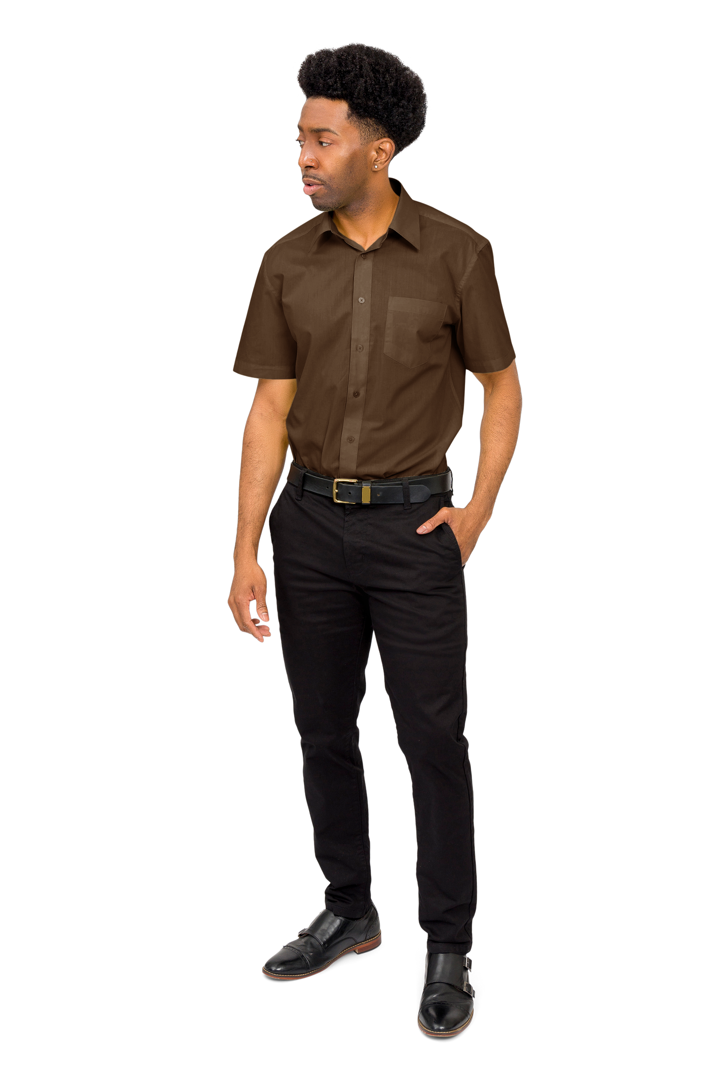 Men's Regular Fit Short Sleeve Solid Color Dress Shirts