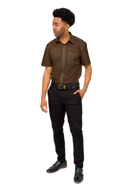 Men's Regular Fit Short Sleeve Solid Color Dress Shirts